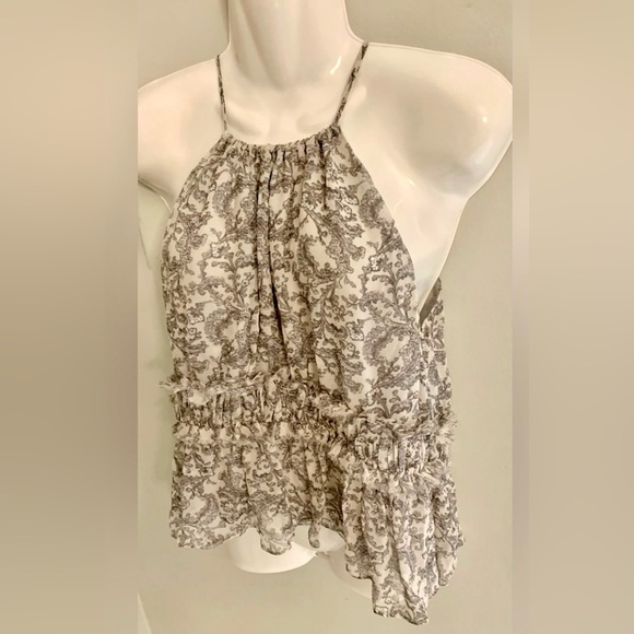 Luxury Silk Anthropologie Joie Gray Halter Top Lined Women’s S Small 4 6 8 - Picture 2 of 5